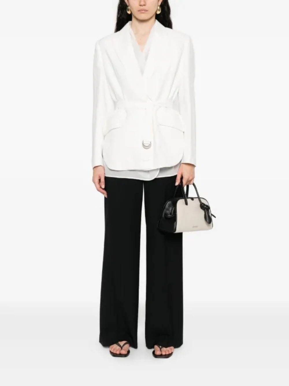 Peserico Tailored pleat detail black dress pants trousers chic preppy luxe 46 co